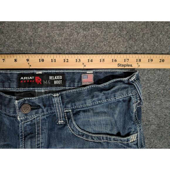 Ariat FR Jeans Mens Size 34x30 (36x29) Relaxed Bootcut Workwear Blue - Picture 4 of 10